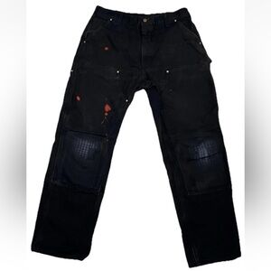 VTG Y2K Carhartt Double Knee Carpenter Pants B01 BLK 36x32 Distressed Faded